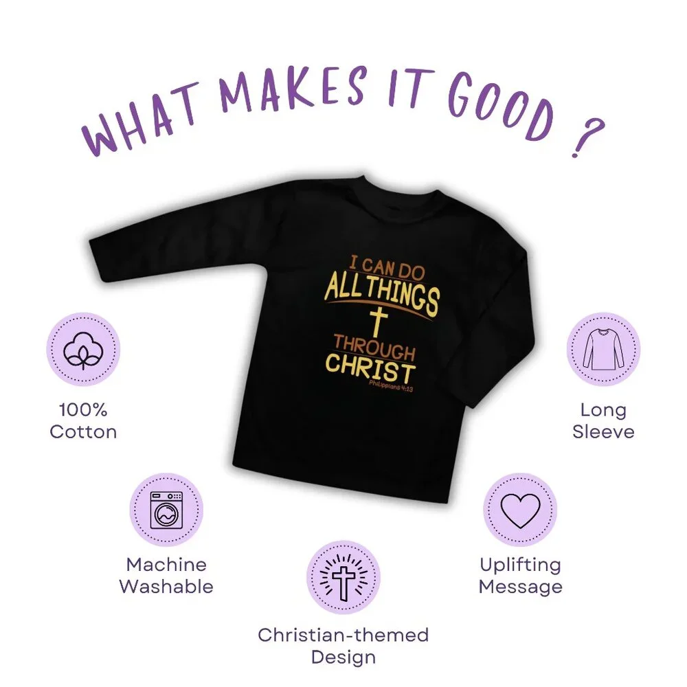 I Can Do All Things Through Christ Black T-Shirt (Long Sleeve) - Picture 5 of 5